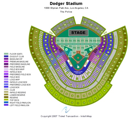 los angeles dodgers stadium seating chart. Dodger Stadium The Police