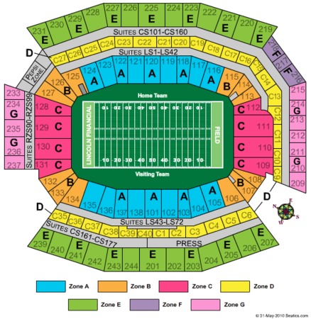 Lincoln Financial Field Seating Chart Football